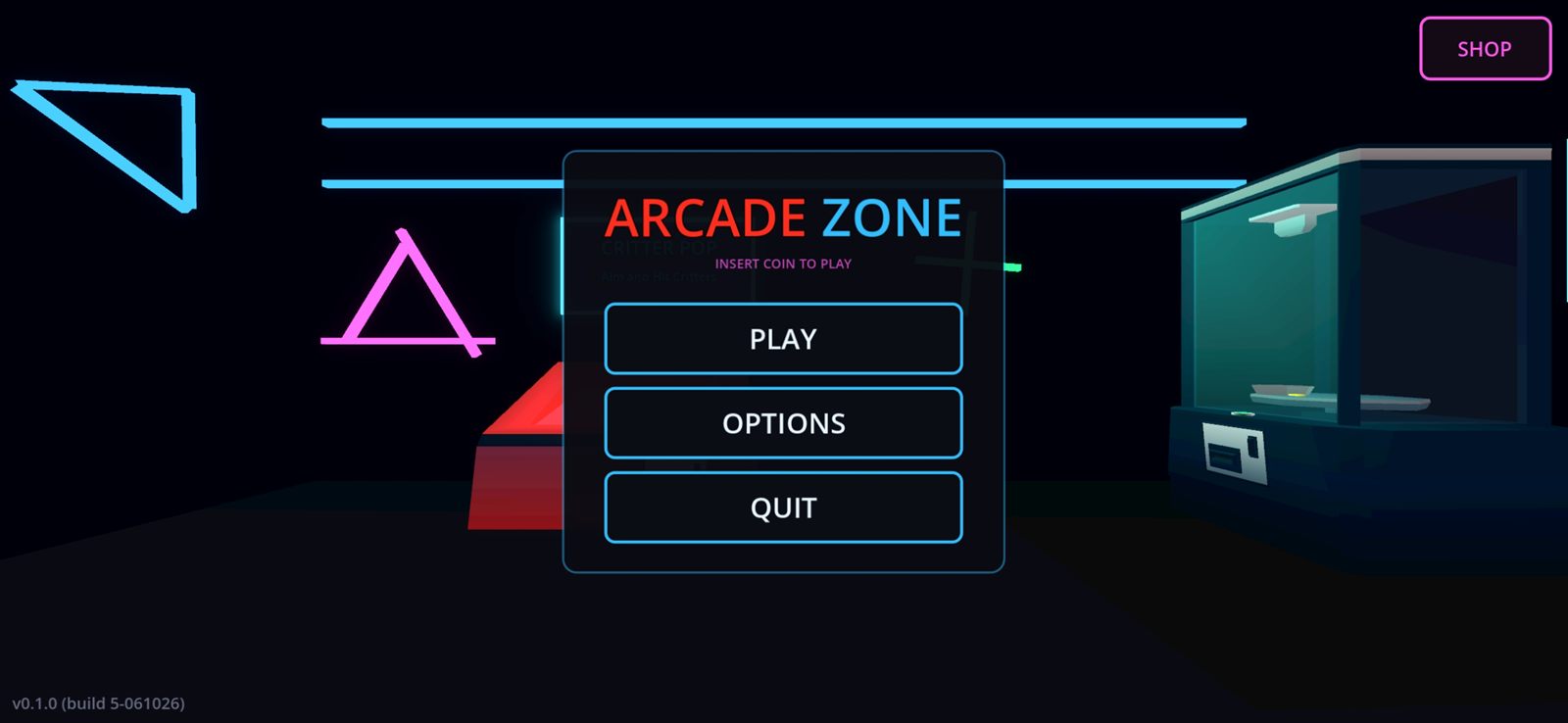 Arcade Zone game menu
