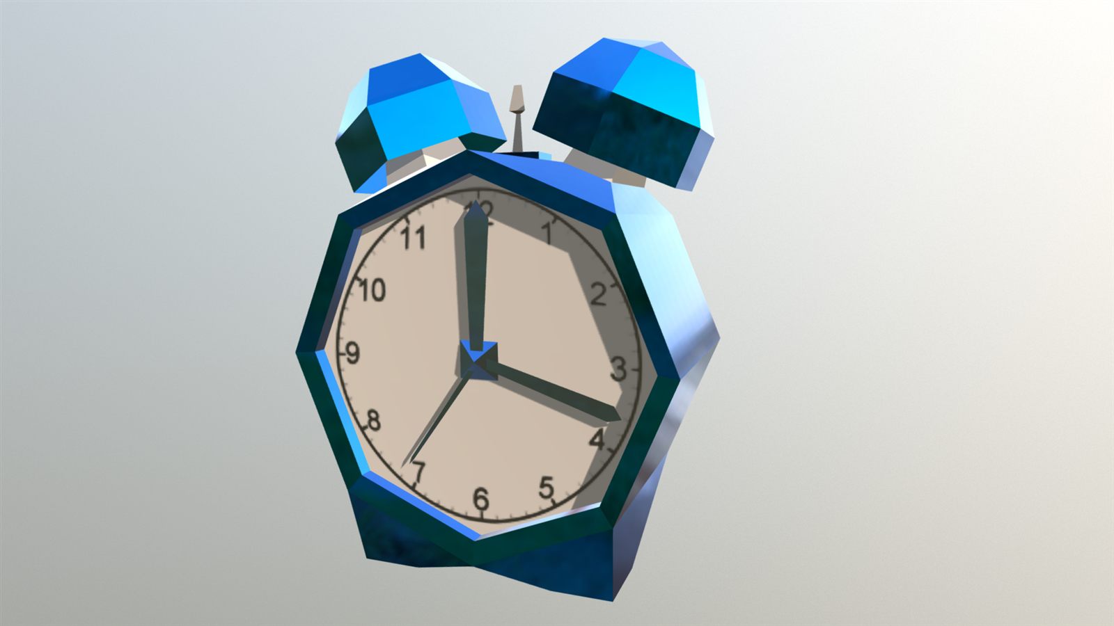 Low-poly alarm clock — Blender